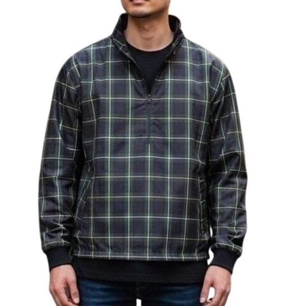 DANIEL CREMIEUX Mens Plaid Quarter Zip Pullover Jacket